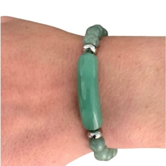Men’s Green Aventurine Natural Stone Unisex Healing Bead Handmade Bracelet NEW - Picture 8 of 8